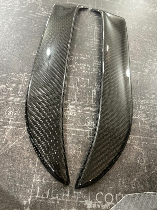 Set Carbon Fiber front Bumper Overlays compatible with Porsche Cayenne Coupe Turbo GT 2024