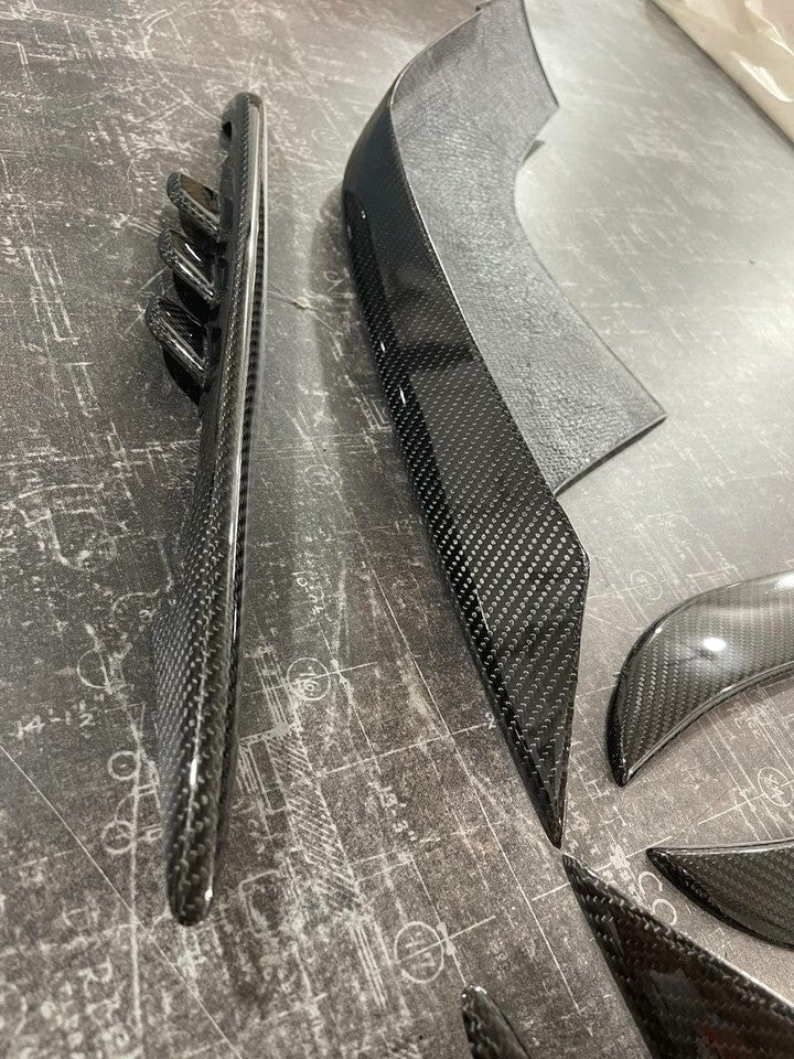 Set Carbon Fiber front Bumper Overlays compatible with Porsche Cayenne Coupe Turbo GT 2024