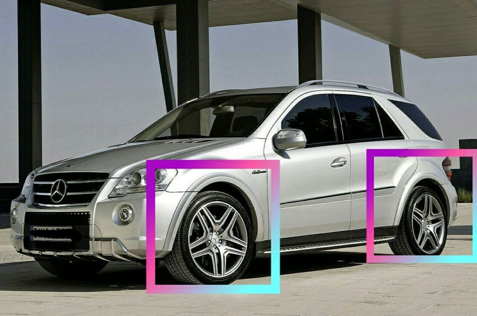 Set Black Fender Flares compatible with Mercedes-Benz ML body W164 (2005-2011) Fiberglass Unpainted