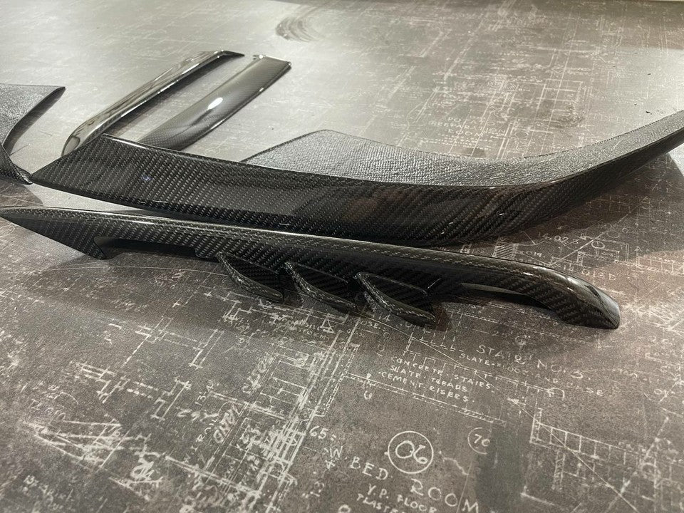 Set Carbon Fiber front Bumper Overlays compatible with Porsche Cayenne Coupe Turbo GT 2024