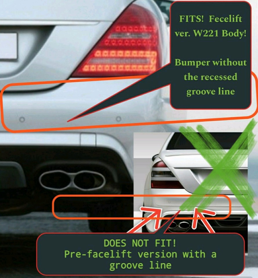 Diffuser compatible with Mercedes Benz S63/S65 AMG 2010-2013 W221 Body FaceLift Fiberglass